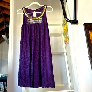 Ryan Michelle Royal Purple Beaded Lace Sleeveless Dress